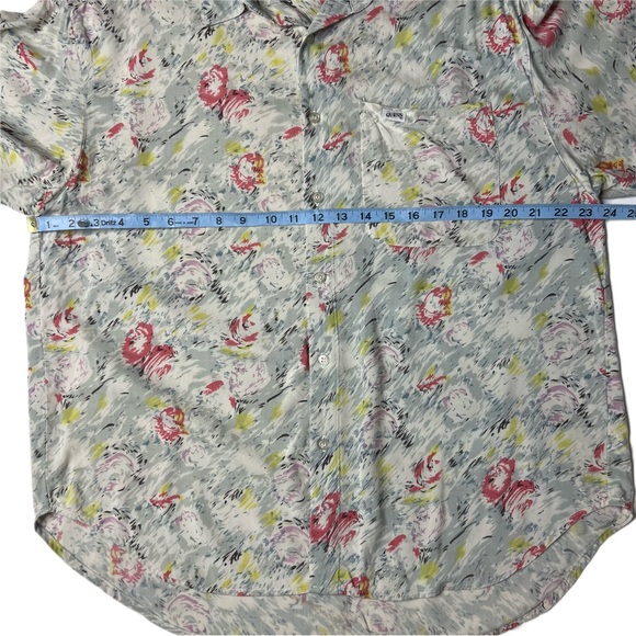 Vintage Guess by Georges Marciano Floral Short Sleeve Button Up Rayon Shirt L - Picture 8 of 9